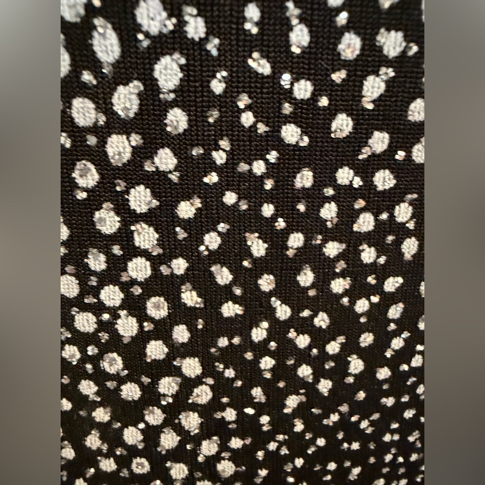 CACHE Vintage Black Floral Sparkle Acetate/Spandex Open Back Slinky Glitter M - Picture 5 of 9